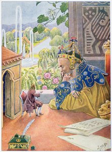 Gulliver describes the system of government in England to the King of Brobdingnag, c.1900 by Jacques Marie Gaston Onfray de Breville (Job)